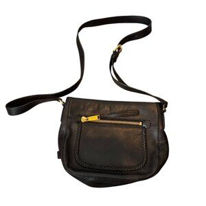 Cole Haan Black Leather Crossbody Bag | M9 | Classic Everyday Adjustable Saddle